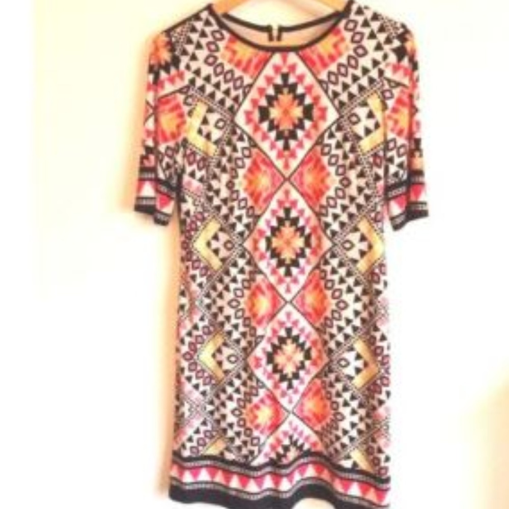 Geometric Dress Short Sleeve Classy Career Dress